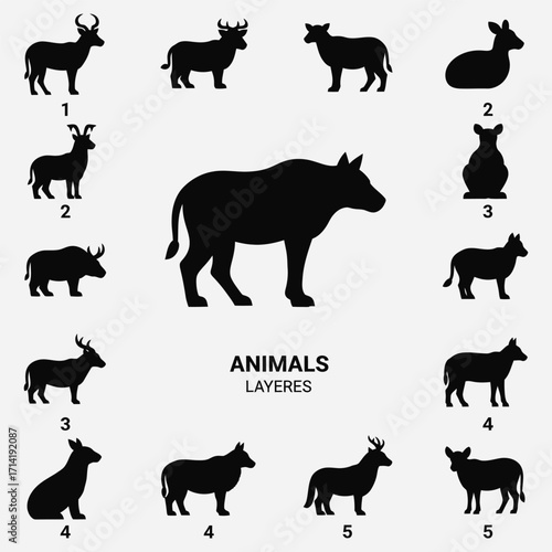 Silhouette Animal Set Vector Designs for Wildlife and Nature Projects