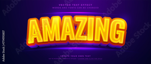 3D Amazing text effect with glossy yellow effect