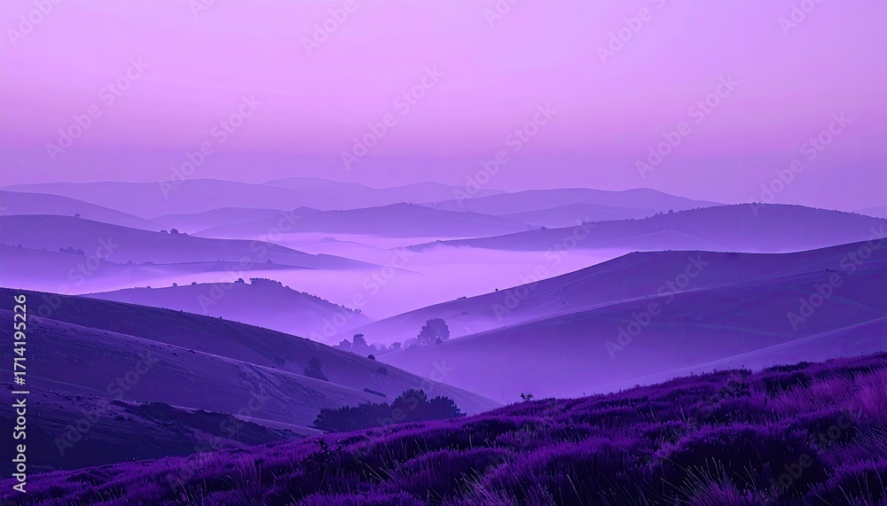 Obraz premium Purple Mist Shrouded Hills at Sunrise