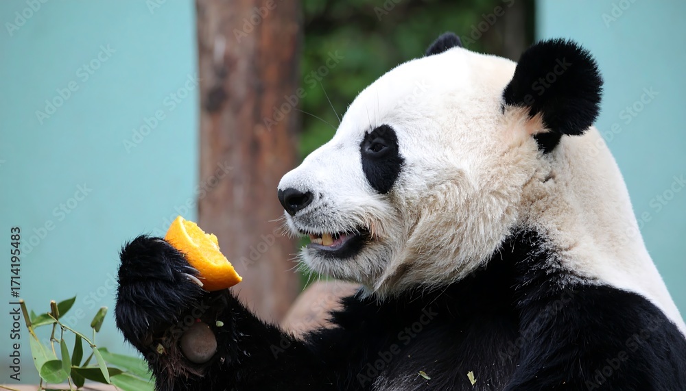 Fototapeta premium Panda eating an orange