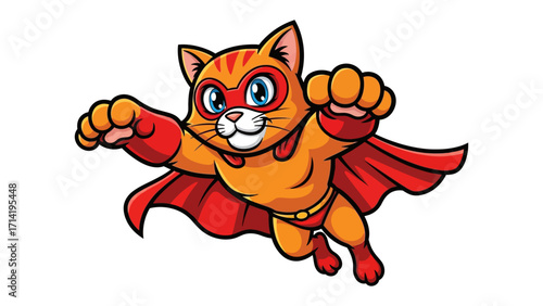 Super Cat: A heroic feline, garbed in a vibrant suit, soars with determination, embodying the spirit of courage and strength.