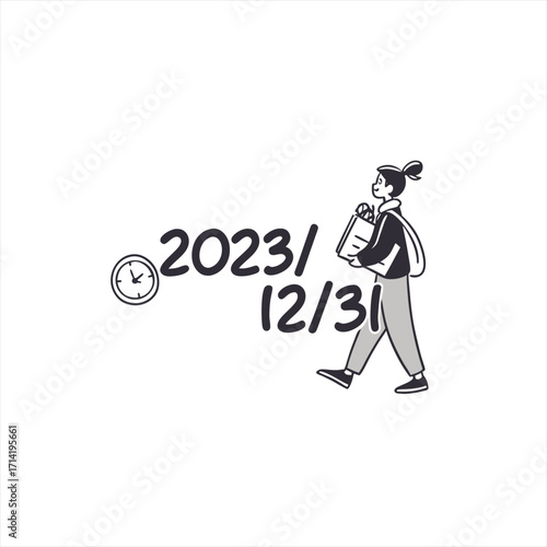 Person walking with shopping bags on new years eve 2023