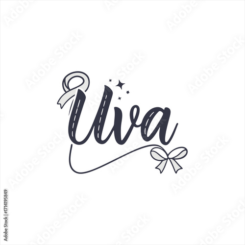 Uva handwritten lettering with decorative ribbons and stars