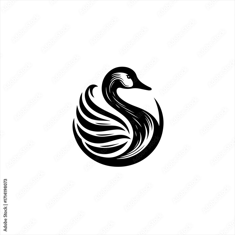 Fototapeta premium Elegant black swan silhouette logo design