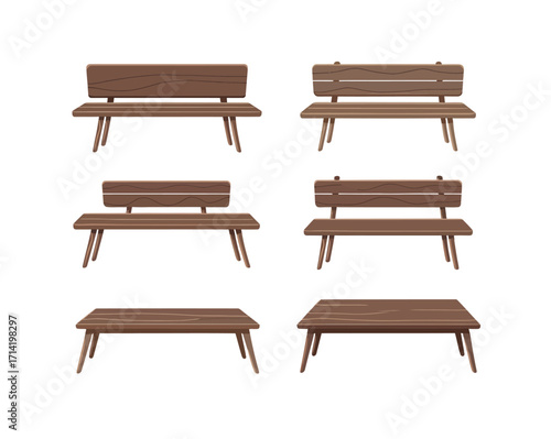 Wooden Benches and Tables A Collection of Illustrations