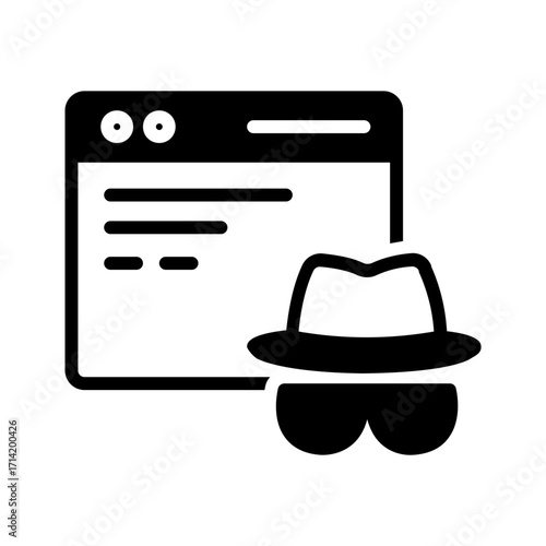 Vector solid black icon for Incognito
