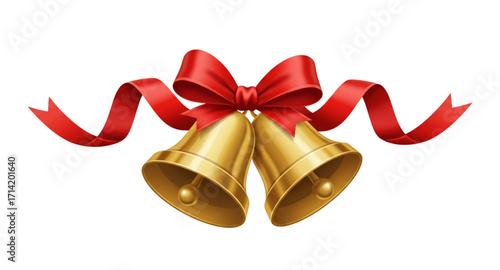christmas bells with red ribbon