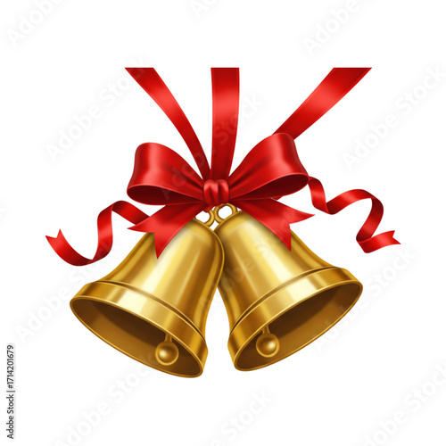 christmas bells with red ribbon