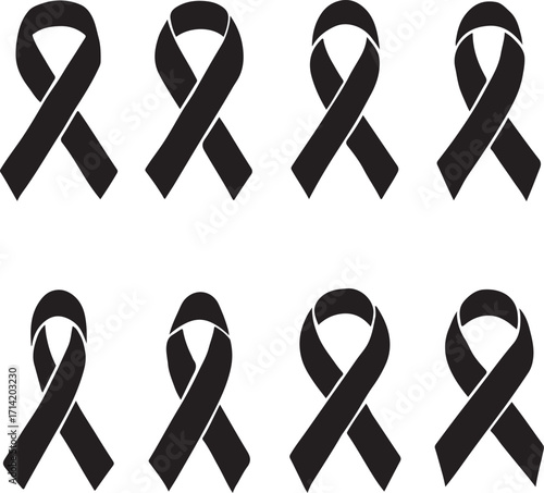 ribbon set vector health silhouette 