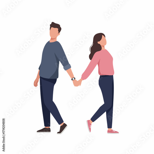 Modern Flat Illustration Couple Turning Away From Each Other Separation Concept