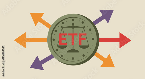 Financial balance and flexibility: etf concept with directional arrows