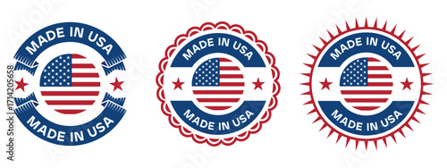 Made in USA Badge Design American Flag Seal Label Emblem