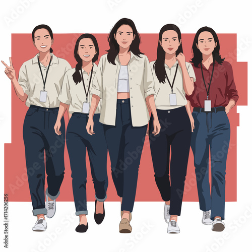 Flat Style Diverse Group of Office Workers Business Colleagues Illustration