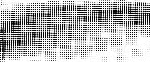 Dotted halftone gradient texture. Fading polka dot background. Repeated dots gradation pattern background. Black vanishing comic pop art overlay backdrop. Halftone raster effect wallpaper. Vector