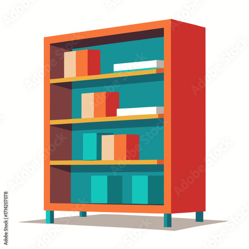 wooden shelves with books