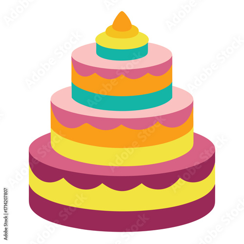 Tiered Delight: A vibrant, colorful tiered cake, a sweet and joyful centerpiece, perfect for celebrations. 