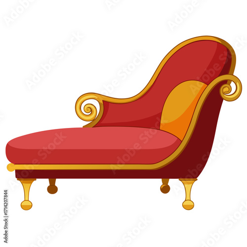 Luxurious Chaise Lounge: A regal and inviting illustration of a chaise lounge, showcasing an opulent, rich, and luxurious design in a photorealistic style.