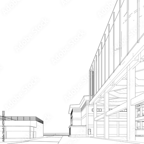 3D illustration of industrial project