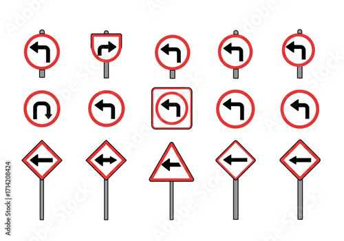 Road signs featuring leftturn Uturn  traffic directions