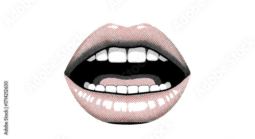 Open Mouth With White Teeth And Pink Lips.