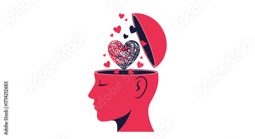 Open Mind Heart Symbol Brain Concept.