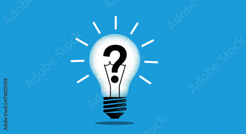 Light bulb with question mark inside symbolizing idea and innovation.