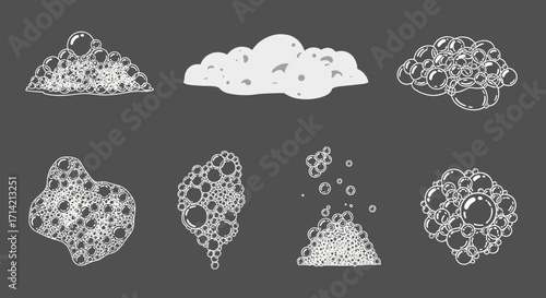 Collection of Soap Bubbles and Foam Elements.