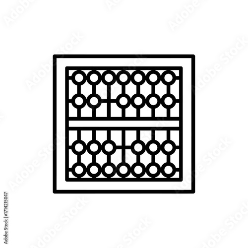 Simple abacus line icon for calculation and mathematics.