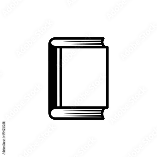 Simple Black and White Illustration of a Closed Book.