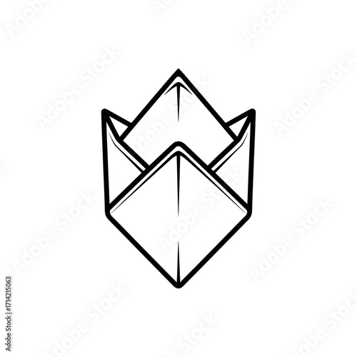 Simple black and white line art of a folded paper object.