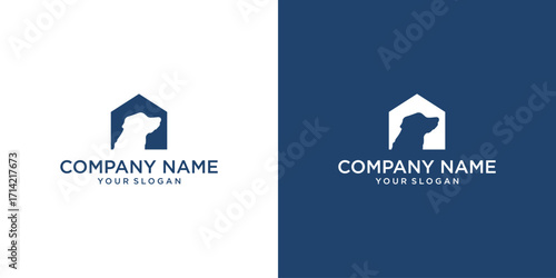 Pet house silhouette logo template.