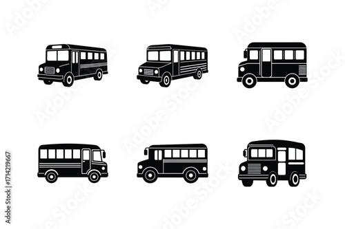 school bus icon silhouette vector illustration