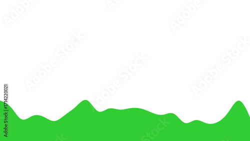 Abstract green rolling hills or waves on a clean white background, symbolizing nature, growth, or a tranquil landscape. Ideal for graphic design and ecological themes.