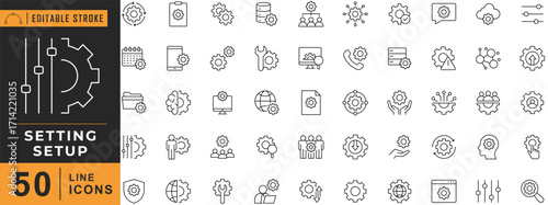 Setting Setup line editable icon set. Vector illustration.