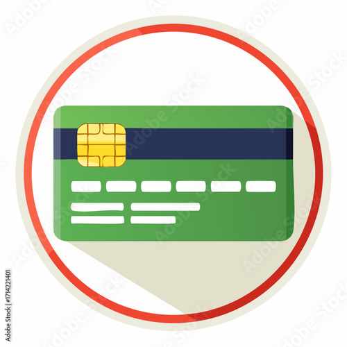 Flat Design Illustration of a Chip Card with Red Border.