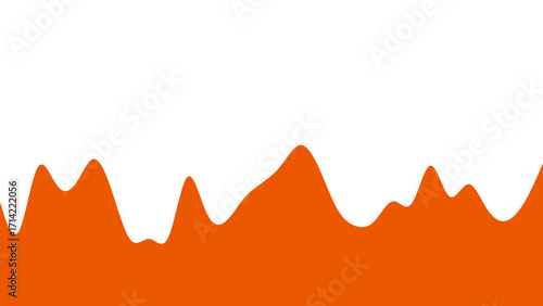 Vibrant orange wavy fluid shape dripping on a clean white background, perfect for abstract design, food, or creative concepts.