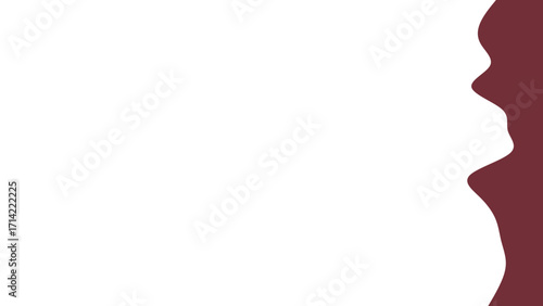 Abstract minimal graphic design with a wavy, deep red vertical shape on a clean white background. Ideal for modern digital layouts, text overlay, or presentation design.