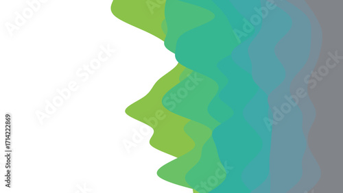 Abstract graphic with flowing green and blue gradient shapes creating a subtle human profile against a white background. Ideal for digital art, wellness, or environmental themes.