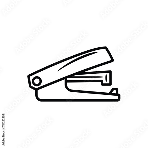 Simple black and white line drawing of a stapler vector graphic scalable eps icon silhouette vector illustration white background