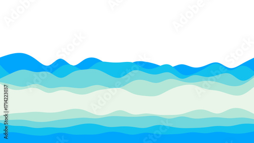 Abstract blue wave pattern with flowing layers and ample copy space, ideal for backgrounds, maritime themes, or dynamic graphic design.