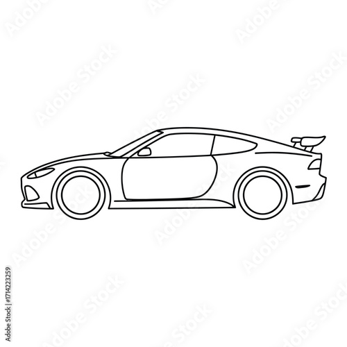 Sleek sportscar line drawing vector illustration scalable eps icon for automotive designs silhouette vector illustration white background