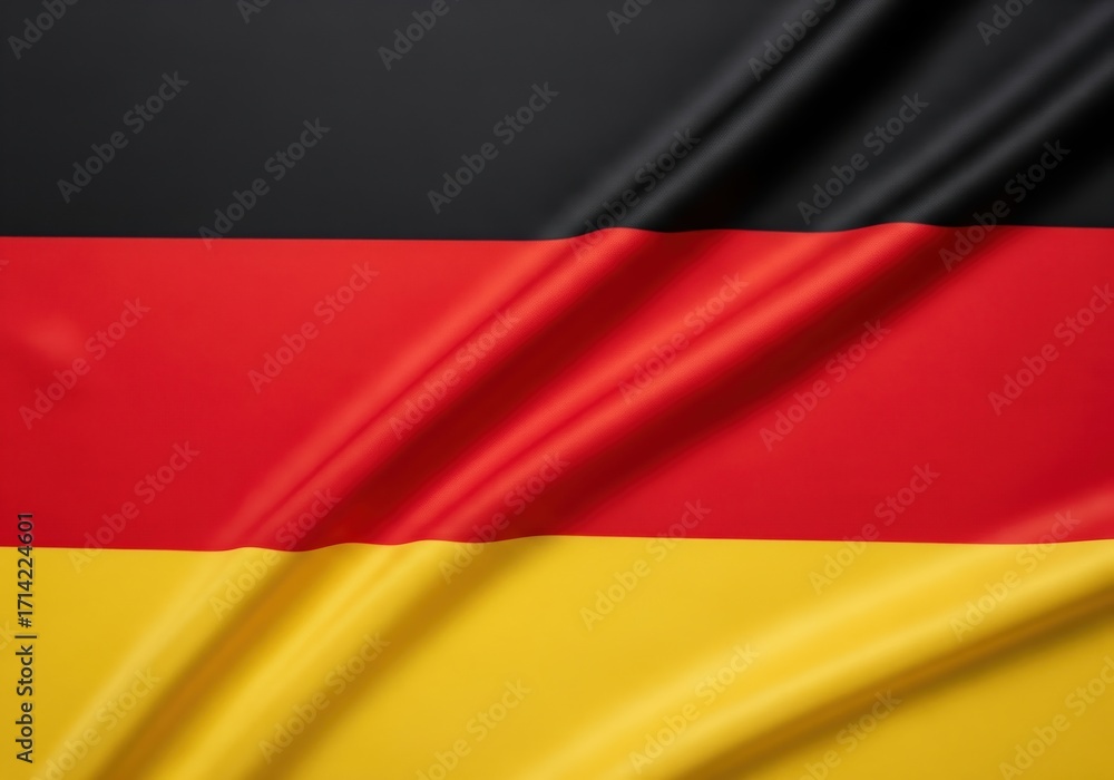 Naklejka premium Waving German national flag crafted from luxurious fabric, symbolizing national pride and historical heritage