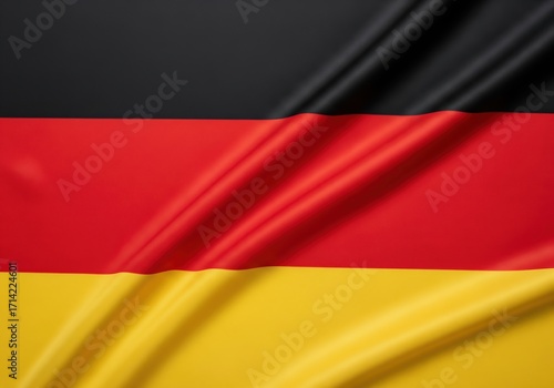 Waving German national flag crafted from luxurious fabric, symbolizing national pride and historical heritage