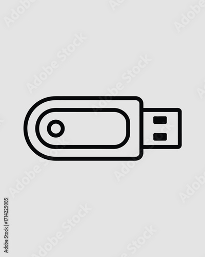 Clean line art illustration of a usb flash drive scalable vector graphic for eps format silhouette vector illustration white background