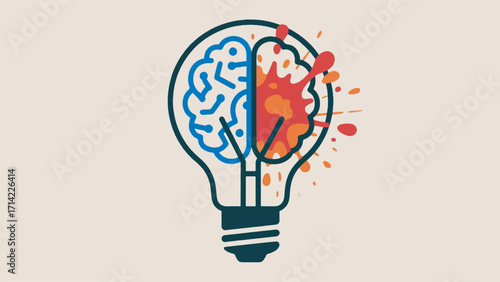 Illustration Of A Light Bulb Symbol With A Human Brain Vector Design Template