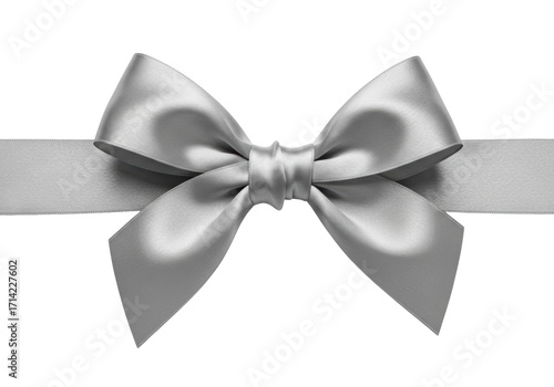 Tablou pe pânză Isolated silvery ribbon bow, stylish decorative element for gift wrapping and cr