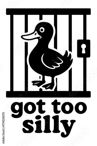 Duck Silhouette – Bold Black and White Farm Animal Vector Illustration
