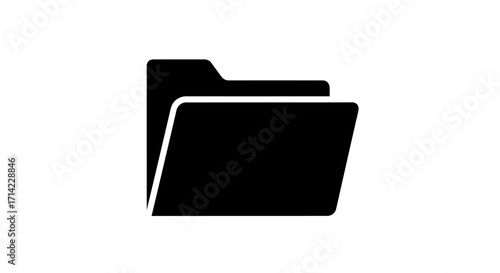 Black folder icon representing documents and files for organization and storage.