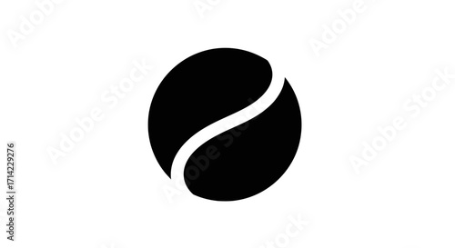 Black and white tennis ball image focused on the ball itself simple design no background sport equipment.