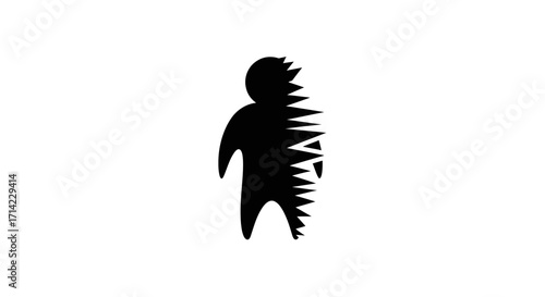 Human silhouette fragmenting representing anxiety and stress.